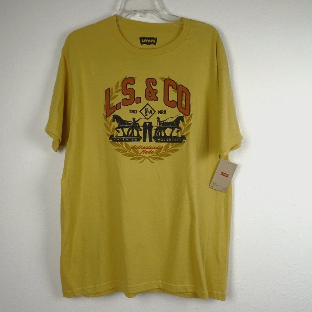Levi's Logo T-Shirt Men's Size L Yellow Short Sleeve Cotton
